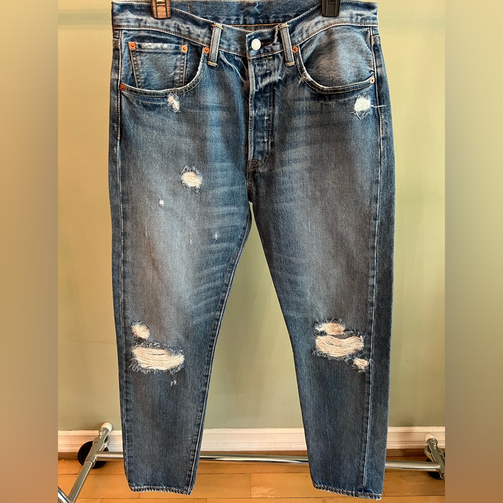 Levi 501 Jeans Slightly Distressed In The Best Way And In Excellent Condition.